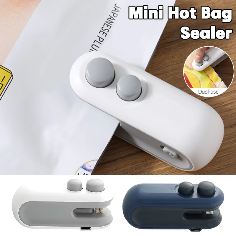 Electric Mini Heat Bag Sealing Machine Package Sealer Bags 2In1 Plastic Bag Sealing Machine Handheld Plastic Bag Heat Sealer